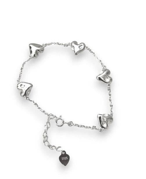 925 Sterling Silver Heart Chain Bracelet 