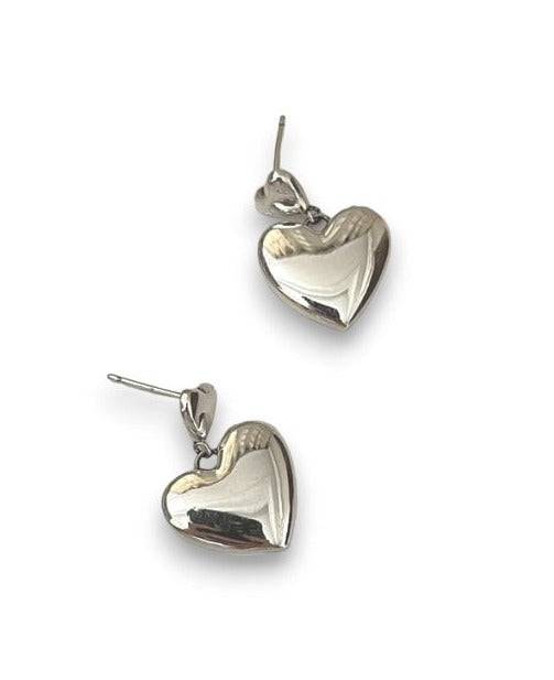 925 Sterling Silver Chunky Heart Earrings