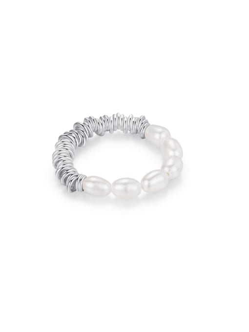 925 Sterling Silver Pearl Band Ring