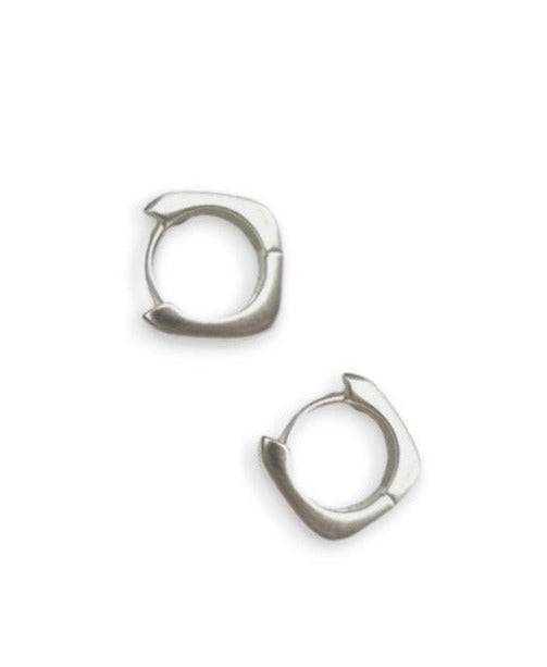 925 Sterling Silver Square Symmetry Huggie Earrings