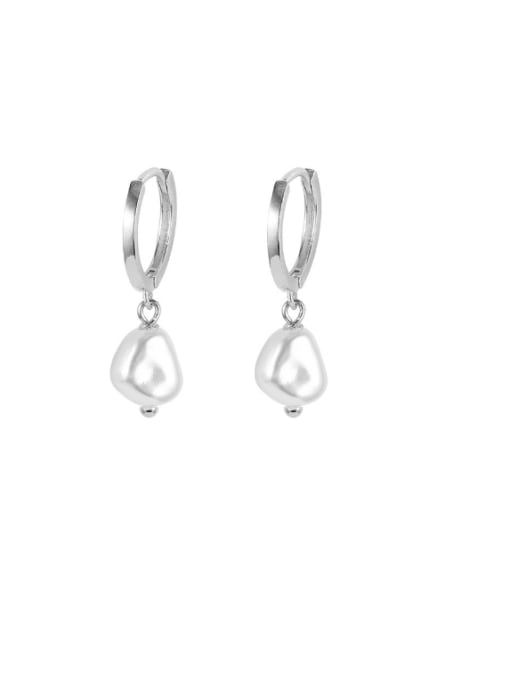 925 Sterling Silver Pearl Serenity Huggie Earrings